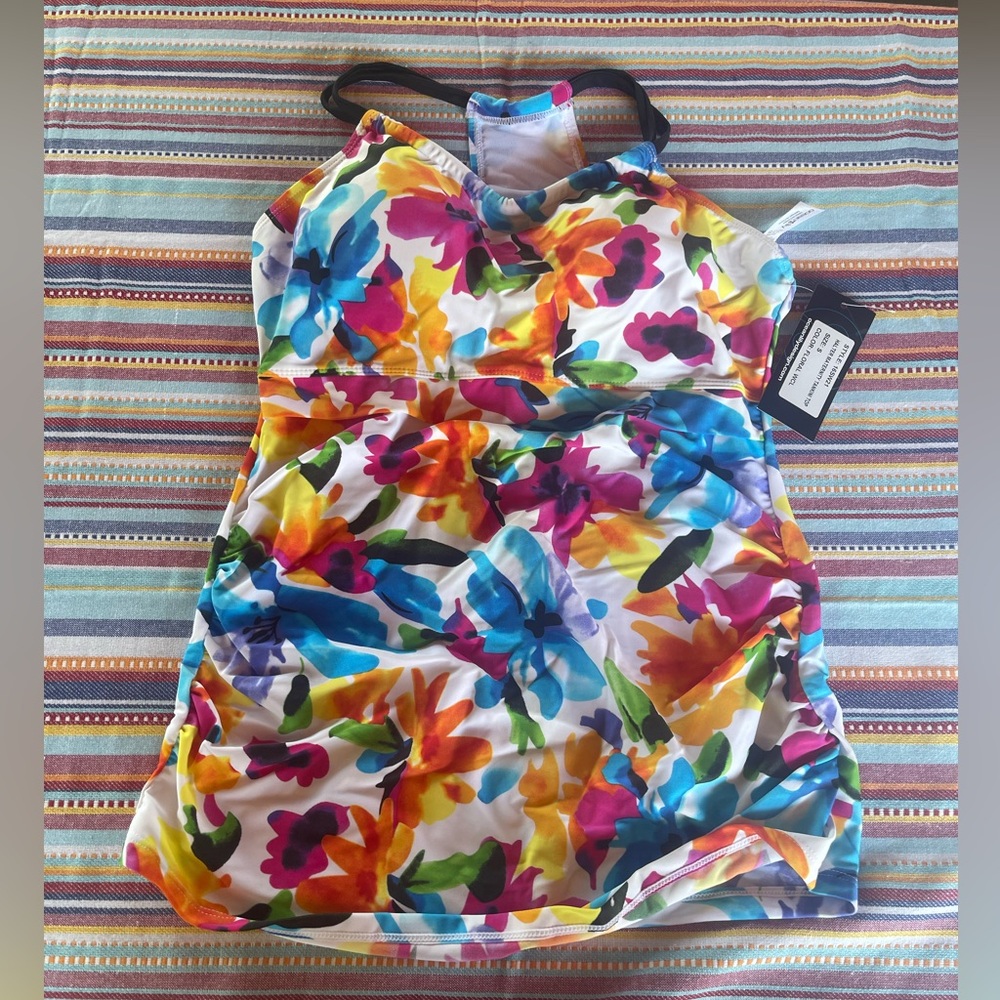 Halter maternity swimsuit tankini top, pregnancy swim wear bathing suit top